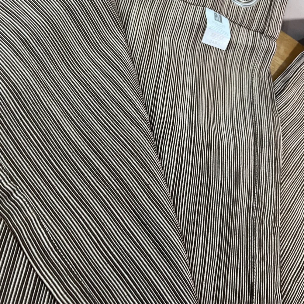 Jaclyn Smith Today Curtain Panels 2pc 54x63 Brown White Pinstripe Ribbed Grommet